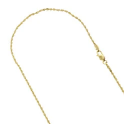 Hollow 10K Yellow Gold Rope Chain For Men & Women Sparkle 2mm Wide