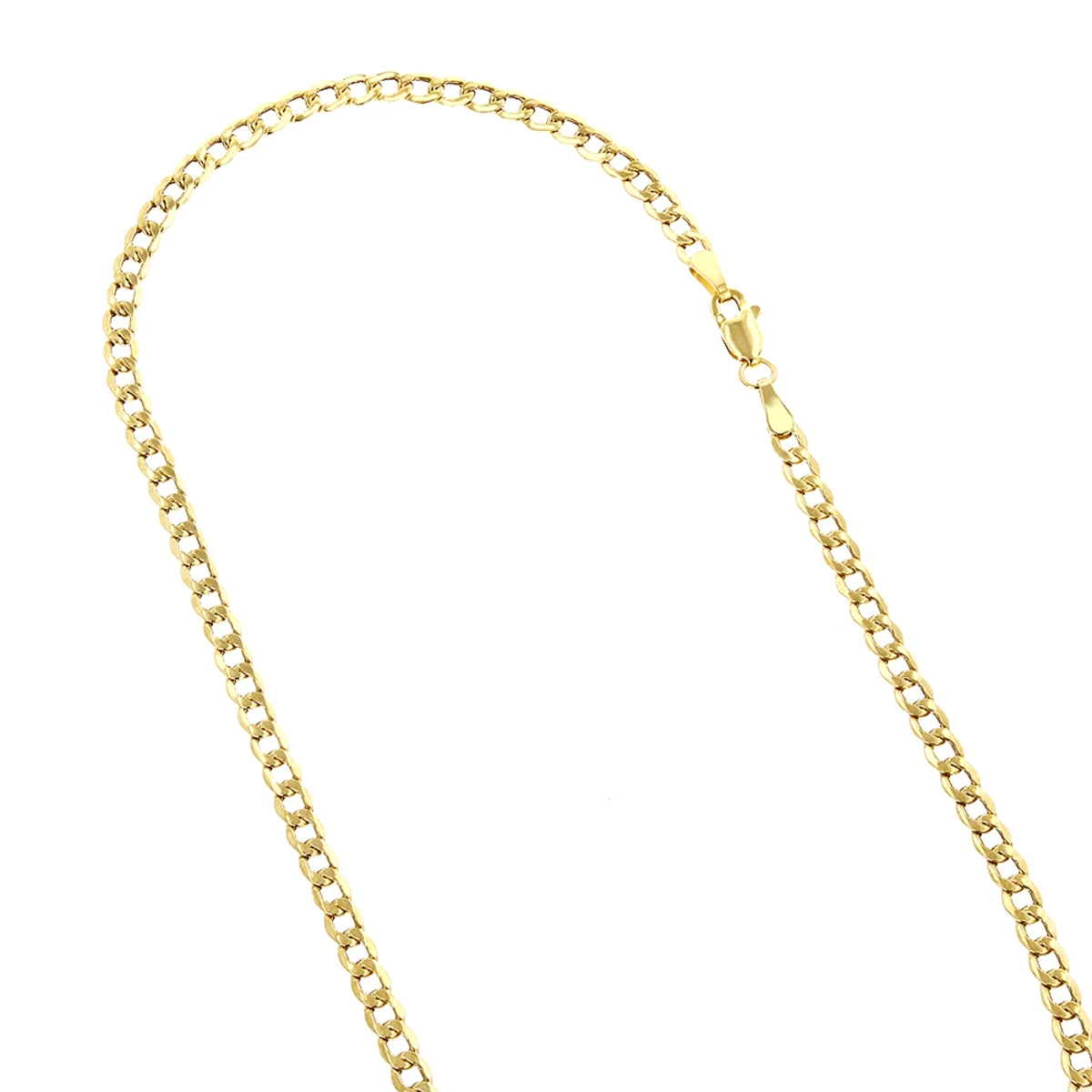 Hollow 14K Yellow Gold Curb Chain For Men & Women 5.5mm Wide 1 Hollow 14K Yellow Gold Curb Chain For Men & Women 5.5mm Wide
