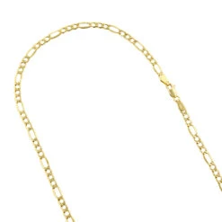 Hollow 14K Yellow Gold Figaro Chain For Men & Women 4.5mm Wide