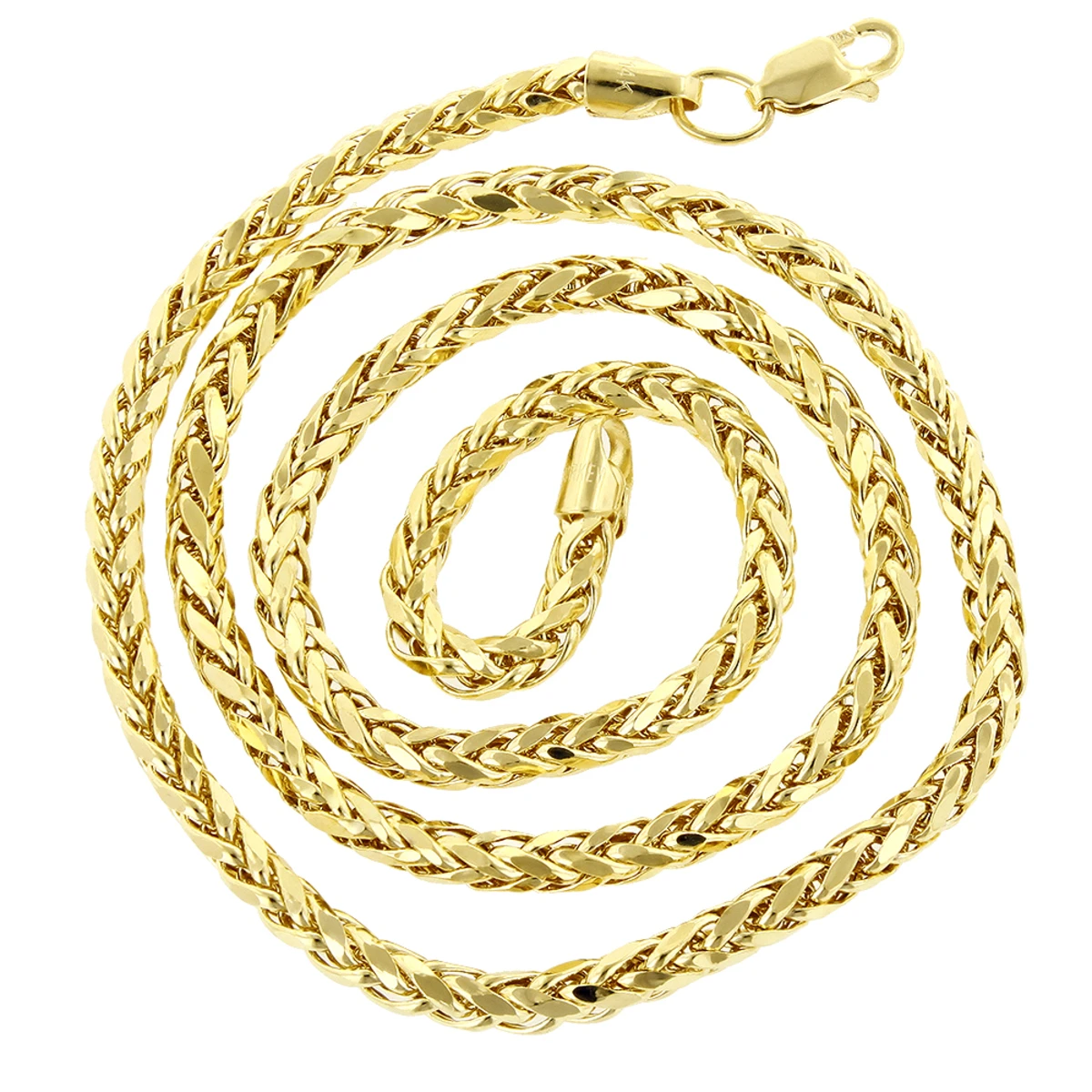 Hollow 14K Yellow Gold Franco Chain For Men Round Diamond Cut 4mm Wide 2 Hollow 14K Yellow Gold Franco Chain For Men Round Diamond Cut 4mm Wide - Image 2