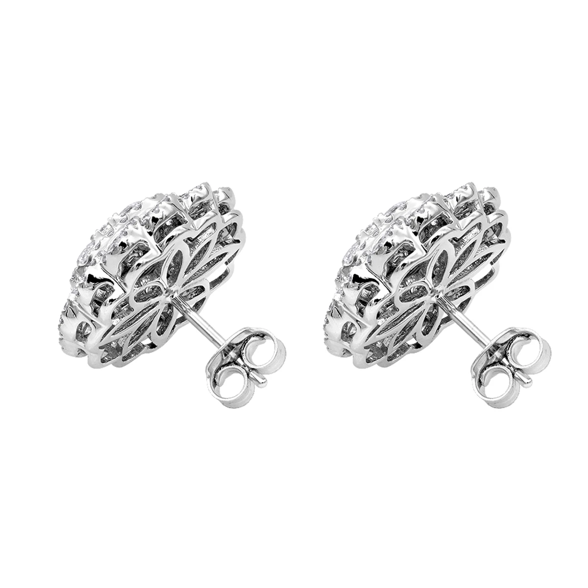 Huge 3 Carat Designer Diamond Stud Earrings For Women Cluster Flower Design 4 Huge 3 Carat Designer Diamond Stud Earrings For Women Cluster Flower Design - Image 4