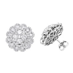 Huge 3 Carat Designer Diamond Stud Earrings For Women Cluster Flower Design