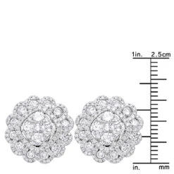 Huge 3 Carat Designer Diamond Stud Earrings For Women Cluster Flower Design 11 Huge 3 Carat Designer Diamond Stud Earrings For Women Cluster Flower Design -Urban Jewels Shop huge 3 carat designer diamond stud earrings for women cluster flower design rulerwh