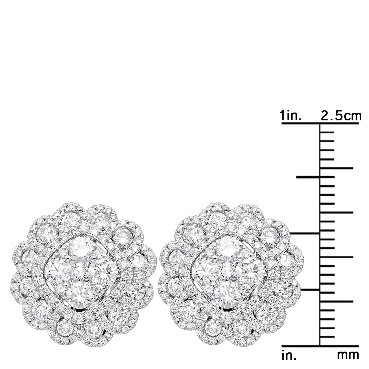 Huge 3 Carat Designer Diamond Stud Earrings For Women Cluster Flower Design 6 Huge 3 Carat Designer Diamond Stud Earrings For Women Cluster Flower Design - Image 6