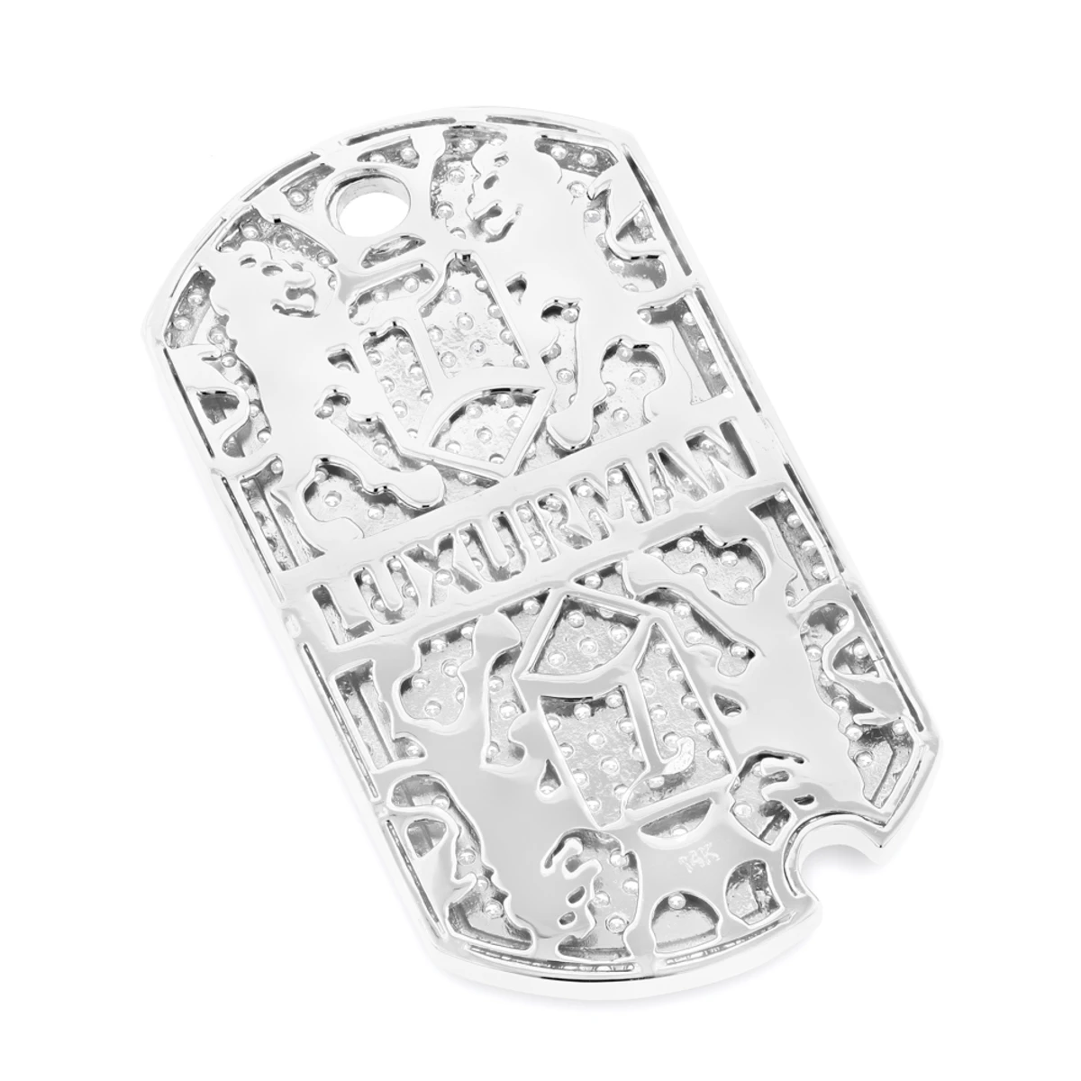 Iced Out 14K White Gold Designer Diamond Dog Tag Pendant 5ct 4 Iced Out 14K White Gold Designer Diamond Dog Tag Pendant 5ct - Image 4