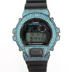 Casio Iced Out Black G-Shock Bezel With Teal Crystals -Urban Jewels Shop iced out black g shock bezel with teal crystals 3