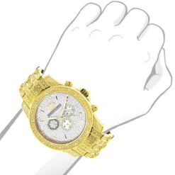 Iced Out Luxurman Men's Diamond Watch 1.25ct Yellow Gold Tone -Urban Jewels Shop iced out luxurman mens diamond watch 1 25ct yellow gold tone 1