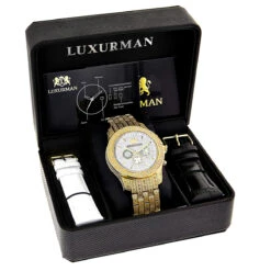 Iced Out Luxurman Men's Diamond Watch 1.25ct Yellow Gold Tone -Urban Jewels Shop iced out luxurman mens diamond watch 1 25ct yellow gold tone 4