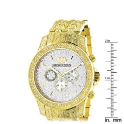 Iced Out Luxurman Men's Diamond Watch 1.25ct Yellow Gold Tone -Urban Jewels Shop iced out luxurman mens diamond watch 1 25ct yellow gold tone ruler