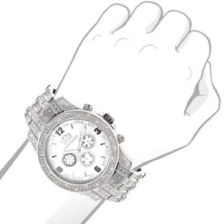 Iced Out Luxurman Men's Diamond Watch 1.25ct White MOP -Urban Jewels Shop iced out luxurman mens diamond watch 125ct white mop 3