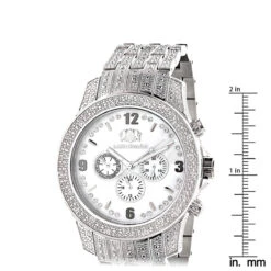 Iced Out Luxurman Men's Diamond Watch 1.25ct White MOP -Urban Jewels Shop iced out luxurman mens diamond watch 125ct white mop ruler
