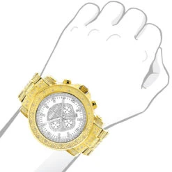 Iced Out Luxurman Men's Diamond Watch W Chronograph Yellow Gold Plated 2ct -Urban Jewels Shop iced out luxurman mens diamond watch w chronograph yellow gold plated 2ct bod