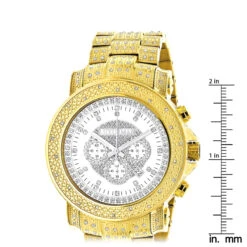 Iced Out Luxurman Men's Diamond Watch W Chronograph Yellow Gold Plated 2ct -Urban Jewels Shop iced out luxurman mens diamond watch w chronograph yellow gold plated 2ct ruler