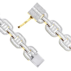 Iced Out Men's Diamond Bracelet 10K Yellow Gold 10 Carats Round Baguette Diamonds 15 Iced Out Men's Diamond Bracelet 10K Yellow Gold 10 Carats Round Baguette Diamonds -Urban Jewels Shop iced out mens diamond bracelet 10k gold 10 carats round baguette diamonds 407171 clasp yellow