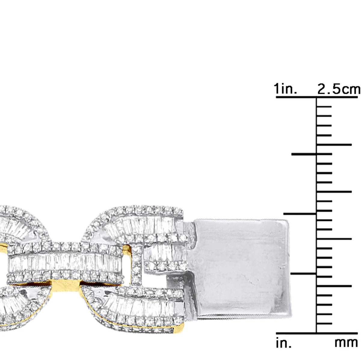 Iced Out Men's Diamond Bracelet 10K Yellow Gold 10 Carats Round Baguette Diamonds 5 Iced Out Men's Diamond Bracelet 10K Yellow Gold 10 Carats Round Baguette Diamonds - Image 5