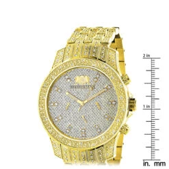 Iced Out Men's Diamond Luxurman Watch 1.25ct Yellow Gold Tone -Urban Jewels Shop iced out mens diamond luxurman watch 125ct yellow gold tone ruler