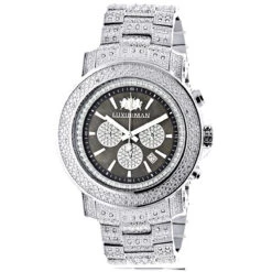 Iced Out Men's Diamond Watch Luxurman 2ct Escalade Oversized W Chronograph