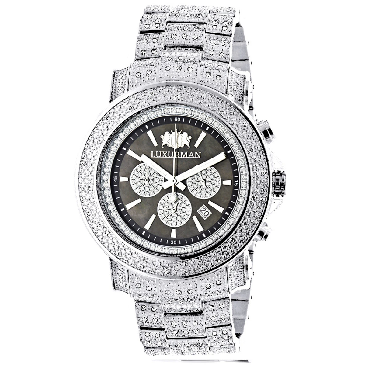 Iced Out Men's Diamond Watch Luxurman 2ct Escalade Oversized W Chronograph 1 Iced Out Men's Diamond Watch Luxurman 2ct Escalade Oversized W Chronograph
