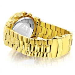 Iced Out Men's Diamond Watch Luxurman 2ct Yellow Gold Plated -Urban Jewels Shop iced out mens diamond watch luxurman 2ct yellow gold plated back