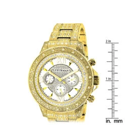 Iced Out Men's Luxurman Watch With Diamond Band 1.25ct Yellow Gold Plated -Urban Jewels Shop iced out mens luxurman watch with diamond band 125ct yellow gold ruler
