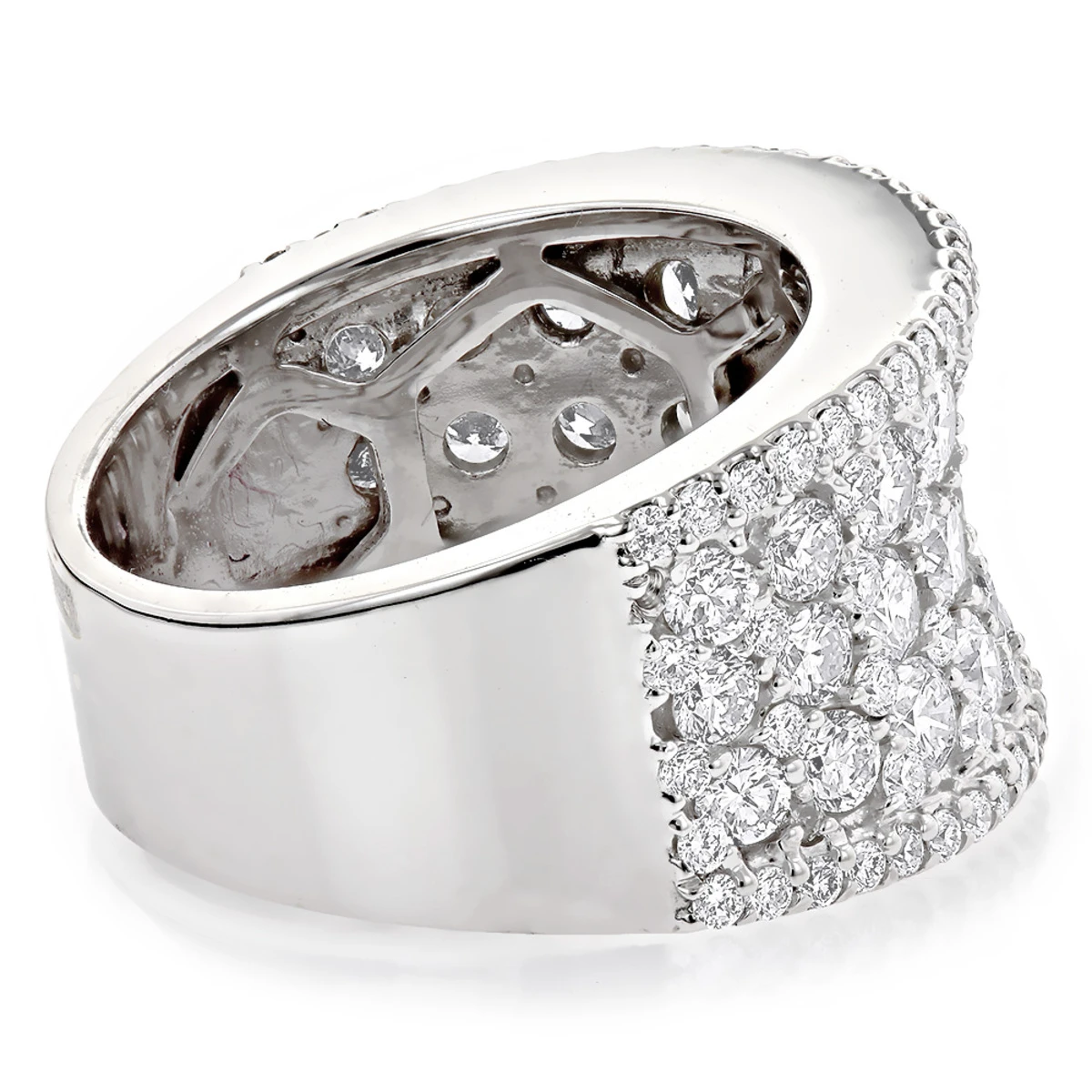 Wide Iced Out Pave Diamond Ring For Women 3.93ct 14K White Gold By Luxurman 4 Wide Iced Out Pave Diamond Ring For Women 3.93ct 14K White Gold By Luxurman - Image 4