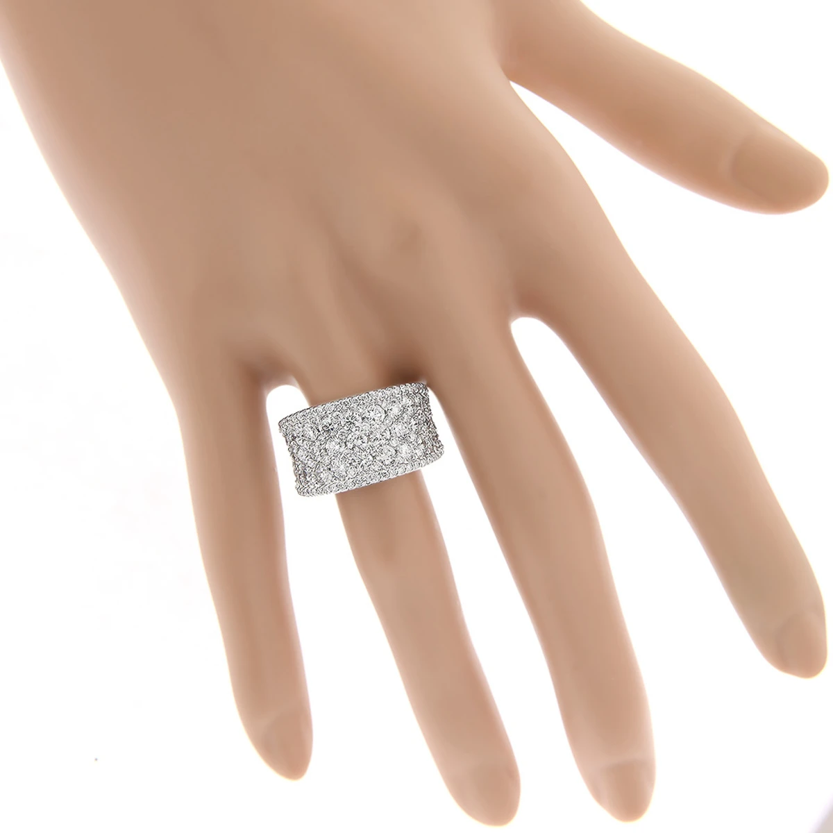 Wide Iced Out Pave Diamond Ring For Women 3.93ct 14K White Gold By Luxurman 5 Wide Iced Out Pave Diamond Ring For Women 3.93ct 14K White Gold By Luxurman - Image 5