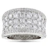 Wide Iced Out Pave Diamond Ring For Women 3.93ct 14K White Gold By Luxurman