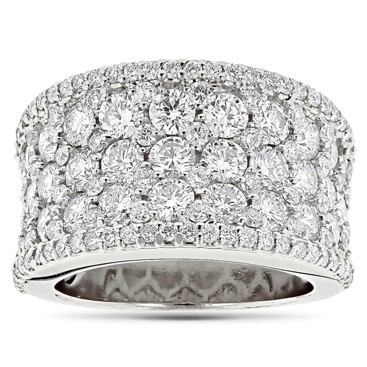 Wide Iced Out Pave Diamond Ring For Women 3.93ct 14K White Gold By Luxurman 1 Wide Iced Out Pave Diamond Ring For Women 3.93ct 14K White Gold By Luxurman