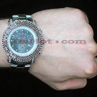 Iced Out Joe Rodeo Red Diamond Watch 8.75ct 3 Iced Out Joe Rodeo Red Diamond Watch 8.75ct - Image 3