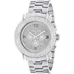Iced Out Large Diamond Bezel Watch For Men Luxurman Escalade 6ct