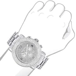 Iced Out Large Diamond Bezel Watch For Men Luxurman Escalade 6ct -Urban Jewels Shop iced out watches large diamond luxurman mens watch 625ct 3