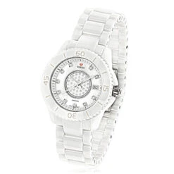 Icetime Stainless Steel & White Ceramic Case 0.15ct Ladies Diamonds Watch