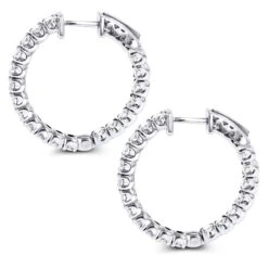 1 Inch Inside Out Classic Diamond Hoop Earrings 2.75ct 14K White Gold G-H VS-SI -Urban Jewels Shop inside out classic diamond hoop earrings 315ct 14k gold backwh