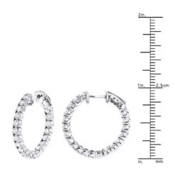 1 Inch Inside Out Classic Diamond Hoop Earrings 2.75ct 14K White Gold G-H VS-SI -Urban Jewels Shop inside out classic diamond hoop earrings 315ct 14k gold rulerwh