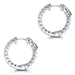 Inside Out Diamond Hoop Earrings Small 14K White Gold 1.5ct By Luxurman -Urban Jewels Shop inside out diamond hoop earrings small in 14k gold 15ct by luxurman backwh