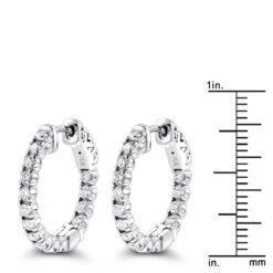 Inside Out Diamond Hoop Earrings Small 14K White Gold 1.5ct By Luxurman -Urban Jewels Shop inside out diamond hoop earrings small in 14k gold 15ct by luxurman rulerwh