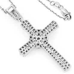 Intricate 14K White Gold Designer Diamond Cross Pendant For Women 1.48ct -Urban Jewels Shop intricate 14k gold designer diamond cross pendant 148 p 6549 backwh