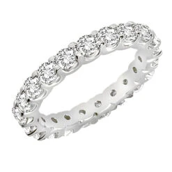 14K White Gold 2 Carat Round Diamond Eternity Band Women's Diamond Wedding Ring