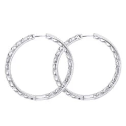 14K White Gold Large Diamond Hoop Earrings 3.5ct Inside Out Pave Setting -Urban Jewels Shop jewelry 14k gold large diamond hoop earrings 35ct inside out pave setting backwh