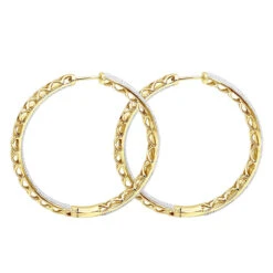 14K White Gold Large Diamond Hoop Earrings 3.5ct Inside Out Pave Setting -Urban Jewels Shop jewelry 14k gold large diamond hoop earrings 35ct inside out pave setting backye