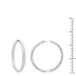 14K White Gold Large Diamond Hoop Earrings 3.5ct Inside Out Pave Setting -Urban Jewels Shop jewelry 14k gold large diamond hoop earrings 35ct inside out pave setting rulerwh