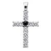 14K White Gold White And Black Diamond Cross Pendant For Men & Women 1.33ct