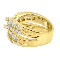 14K White Gold White Yellow Diamond Statement Criss Cross Ring For Women 2 Carats 12 14K White Gold White Yellow Diamond Statement Criss Cross Ring For Women 2 Carats -Urban Jewels Shop jewelry 14k gold white yellow diamond statement criss cross ring for women 2 carats backye