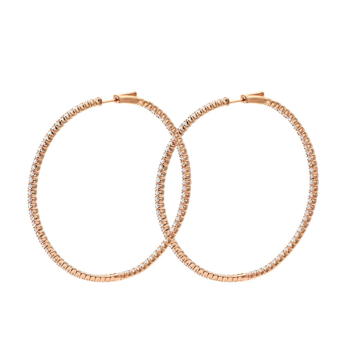 2.5 Inch Inside Out Diamond Hoop Earrings For Women 5 Carat VS Diamonds 14K Yellow Gold 6 2.5 Inch Inside Out Diamond Hoop Earrings For Women 5 Carat VS Diamonds 14K Yellow Gold - Image 6