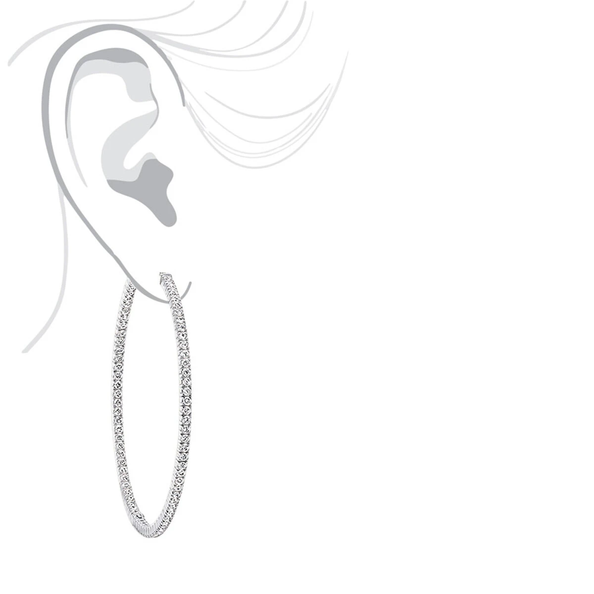 2.5 Inch Inside Out Diamond Hoop Earrings For Women 5 Carat VS Diamonds 14K Yellow Gold 7 2.5 Inch Inside Out Diamond Hoop Earrings For Women 5 Carat VS Diamonds 14K Yellow Gold - Image 7