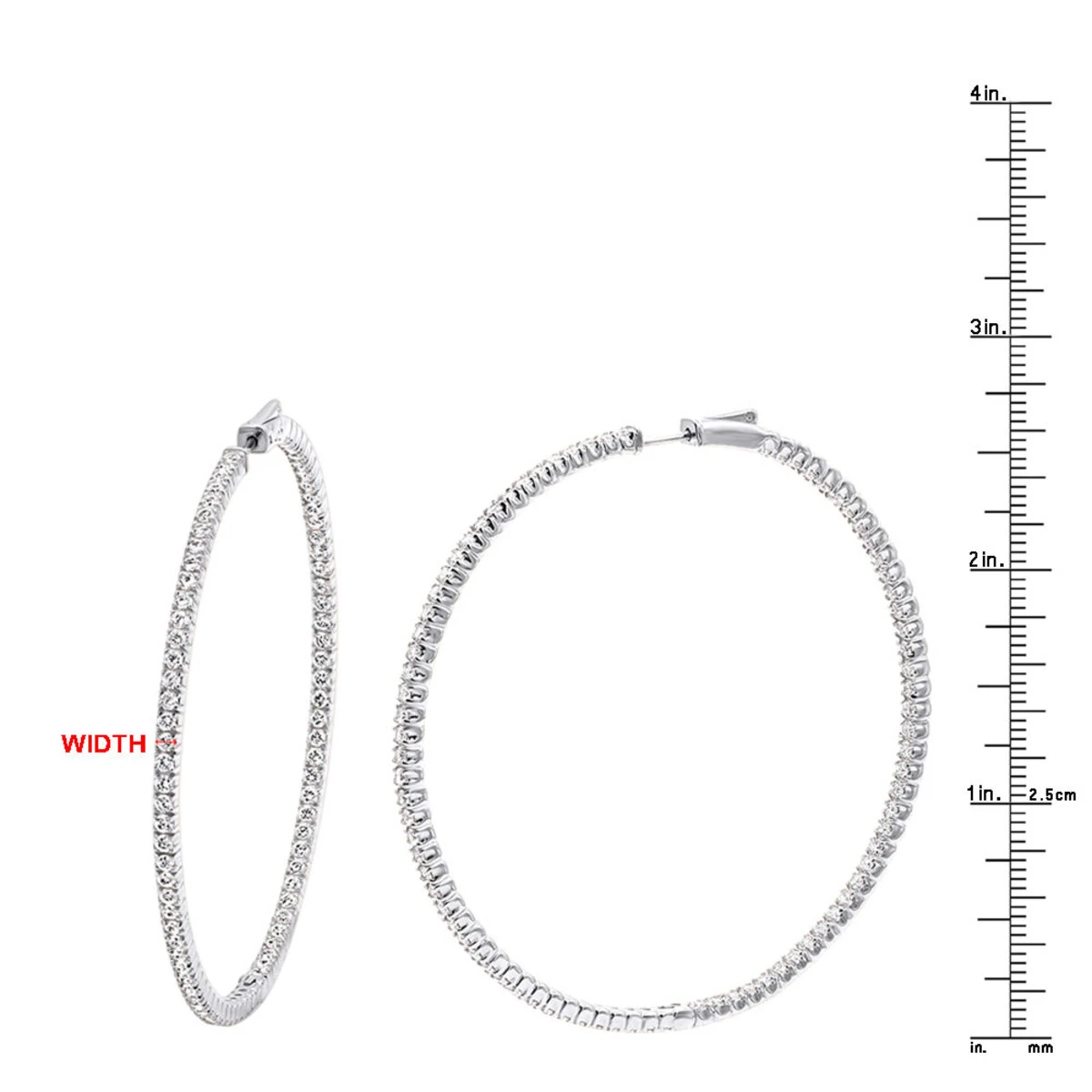 2.5 Inch Inside Out Diamond Hoop Earrings For Women 5 Carat VS Diamonds 14K Yellow Gold 10 2.5 Inch Inside Out Diamond Hoop Earrings For Women 5 Carat VS Diamonds 14K Yellow Gold - Image 10
