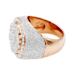 5 Carat Round Diamond Cluster Ring For Men Solid 14K Yellow Gold -Urban Jewels Shop jewelry 5 carat round diamond cluster ring for men in solid 14k gold 803188 backro