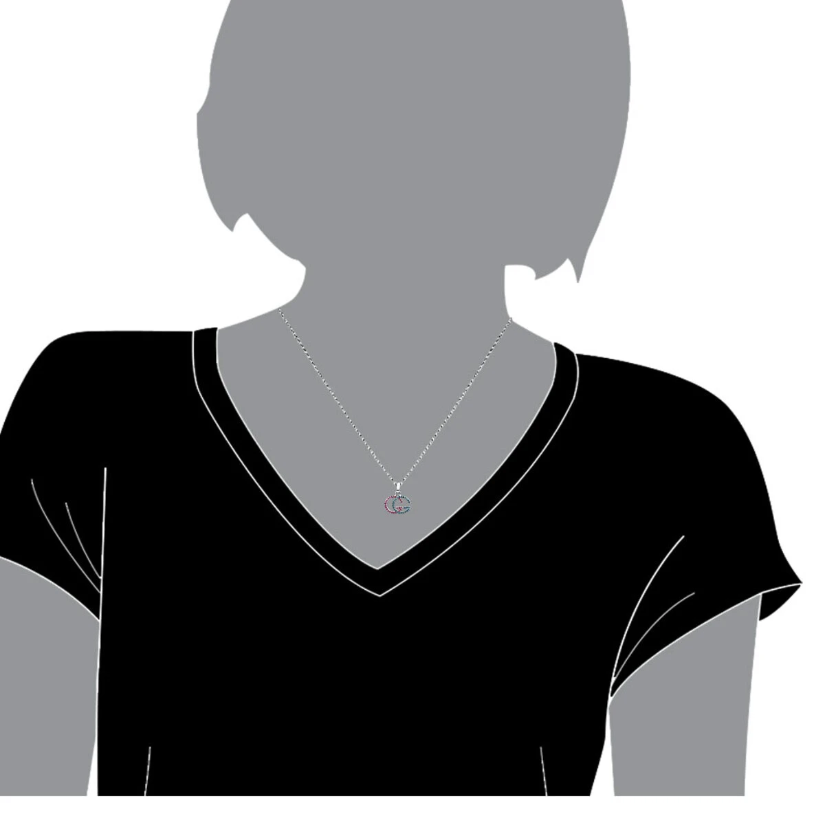 Affordable Blue Diamonds & Pink Sapphires Ladies Initials Pendant 0.4ct 14K White Gold 6 Affordable Blue Diamonds & Pink Sapphires Ladies Initials Pendant 0.4ct 14K White Gold - Image 6