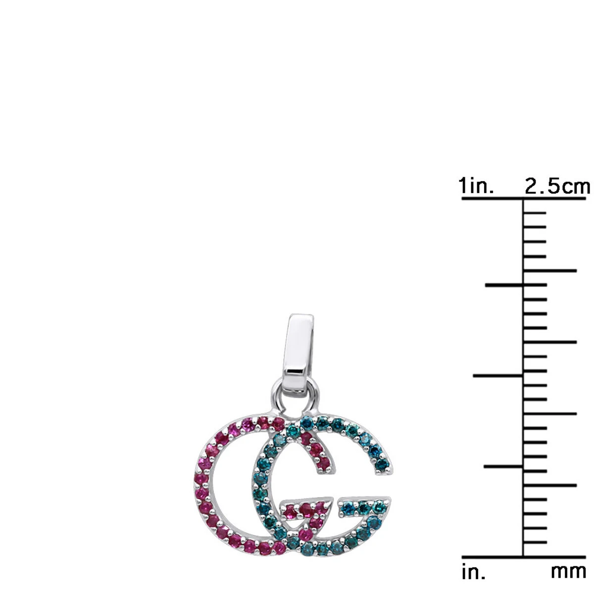 Affordable Blue Diamonds & Pink Sapphires Ladies Initials Pendant 0.4ct 14K White Gold 7 Affordable Blue Diamonds & Pink Sapphires Ladies Initials Pendant 0.4ct 14K White Gold - Image 7