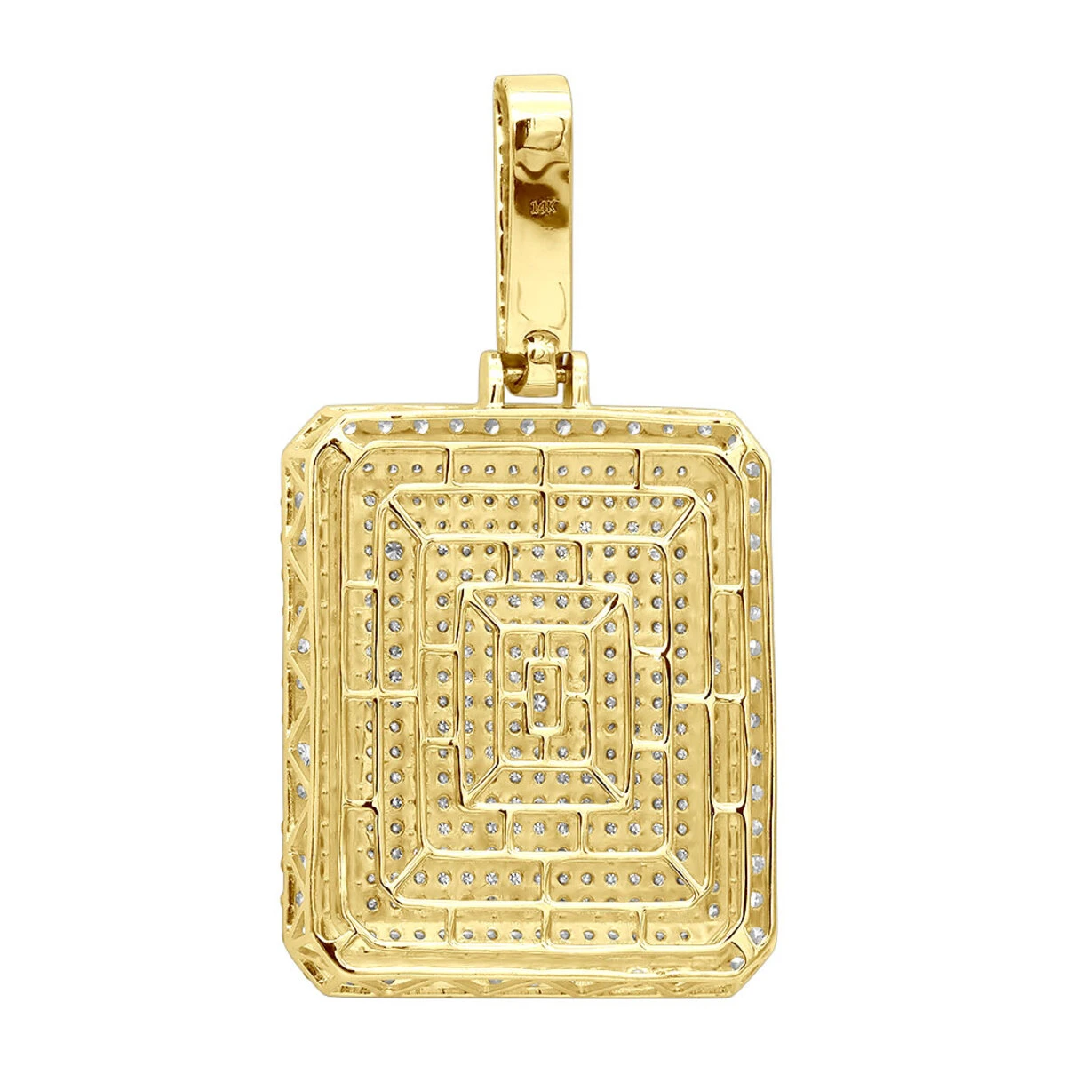 Big 14K Yellow Gold Iced Out Diamond Dog Tag Pendant For Men 8 Carats 2.25 Inches 5 Big 14K Yellow Gold Iced Out Diamond Dog Tag Pendant For Men 8 Carats 2.25 Inches - Image 5